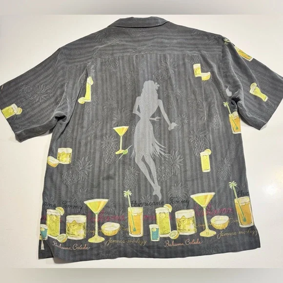 Tommy Bahama Relax Size LRG 100% Silk Bahama Colada Hurricane Tommy Short Sleeve - Picture 2 of 8
